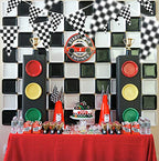 Piokio 100ft Black & White Checkered Flag Banner for Racing Birthday Parties