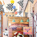Piokio 100ft Black & White Checkered Flag Banner for Racing Birthday Parties