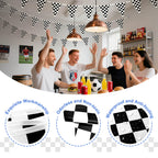 Piokio 100ft Black & White Checkered Flag Banner for Racing Birthday Parties