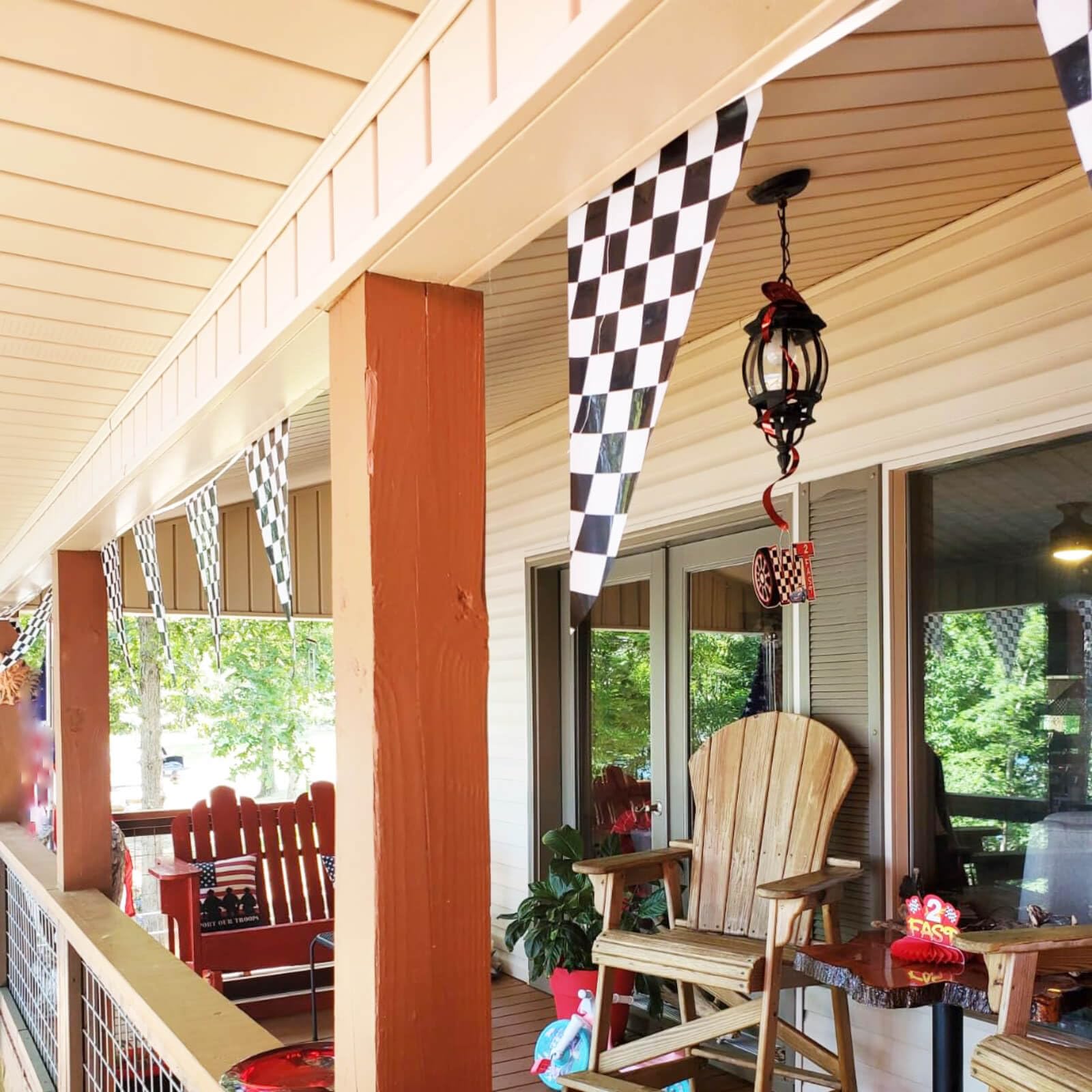 Piokio 100ft Black & White Checkered Flag Banner for Racing Birthday Parties