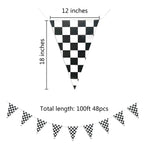 Piokio 100ft Black & White Checkered Flag Banner for Racing Birthday Parties