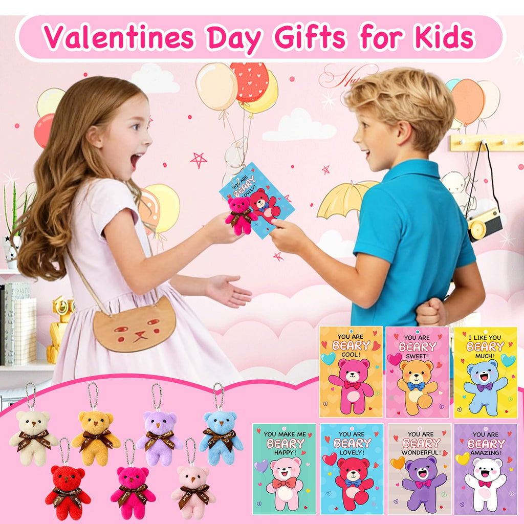 PIONJOY 28-Pack Mini Bear Plush Keychains — Easter Gifts, Classroom Prizes & Party Favors
