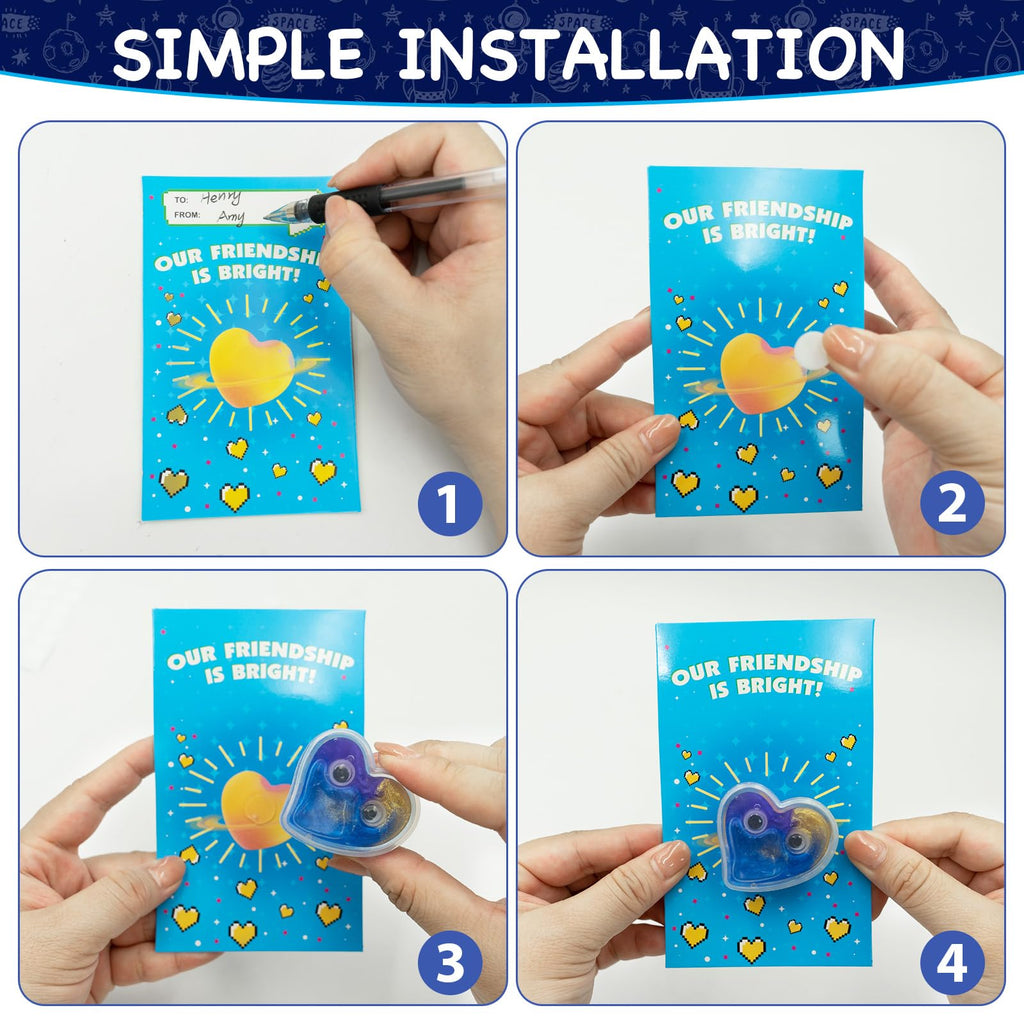 PIONJOY 28-Pack Valentines Galaxy Hearts Slime Gifts for Kids – Classroom Prizes & Party Favors