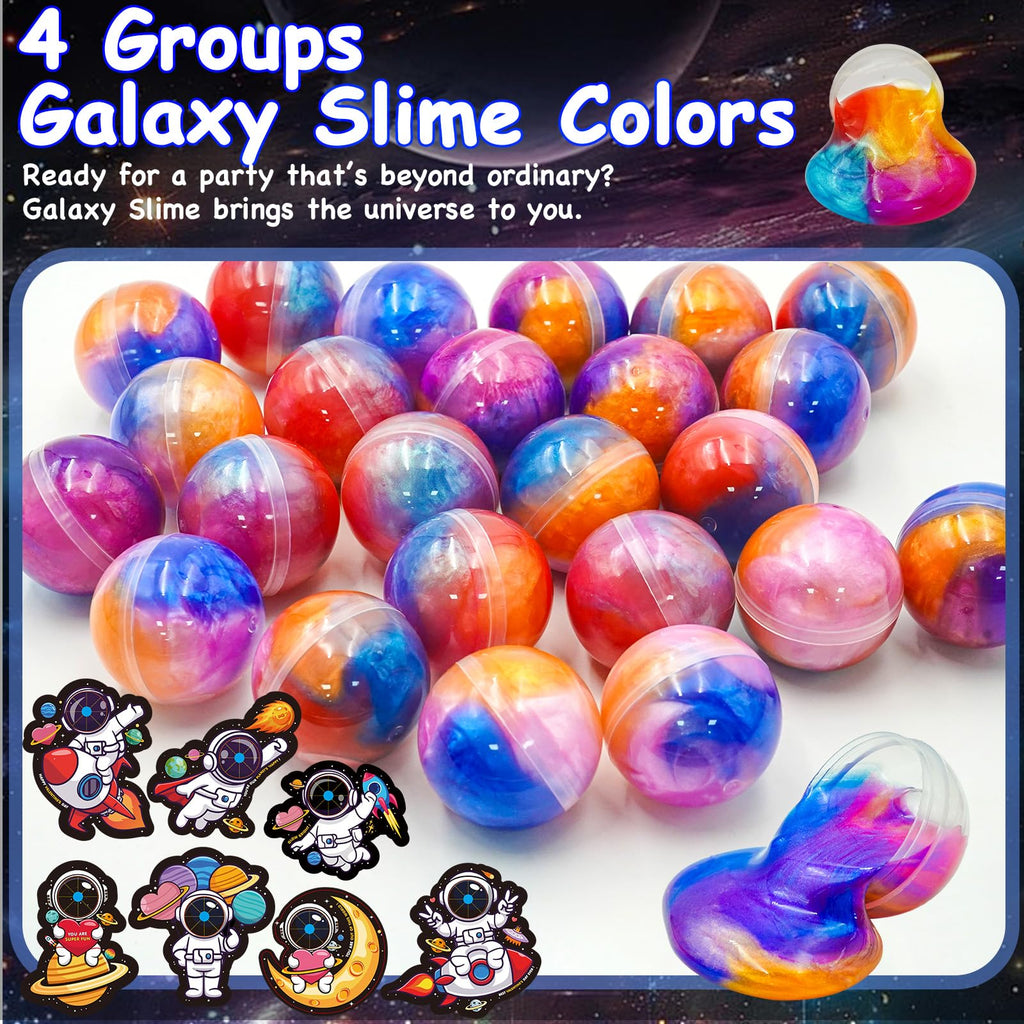 PIONJOY 28 Pack Valentines Galaxy Slime Toys for Kids – Galaxy Slime with Cards, Party Favors