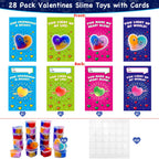 PIONJOY 28-Pack Valentines Galaxy Hearts Slime Gifts for Kids – Classroom Prizes & Party Favors