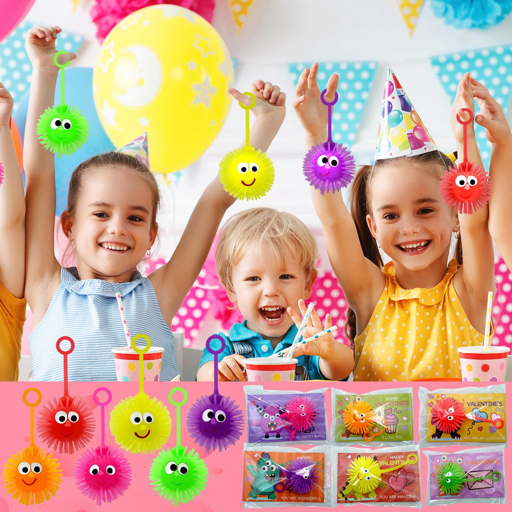PIONJOY 24-Pack Valentines LED Puffy Ball Toys | Classroom Gifts & Party Favors