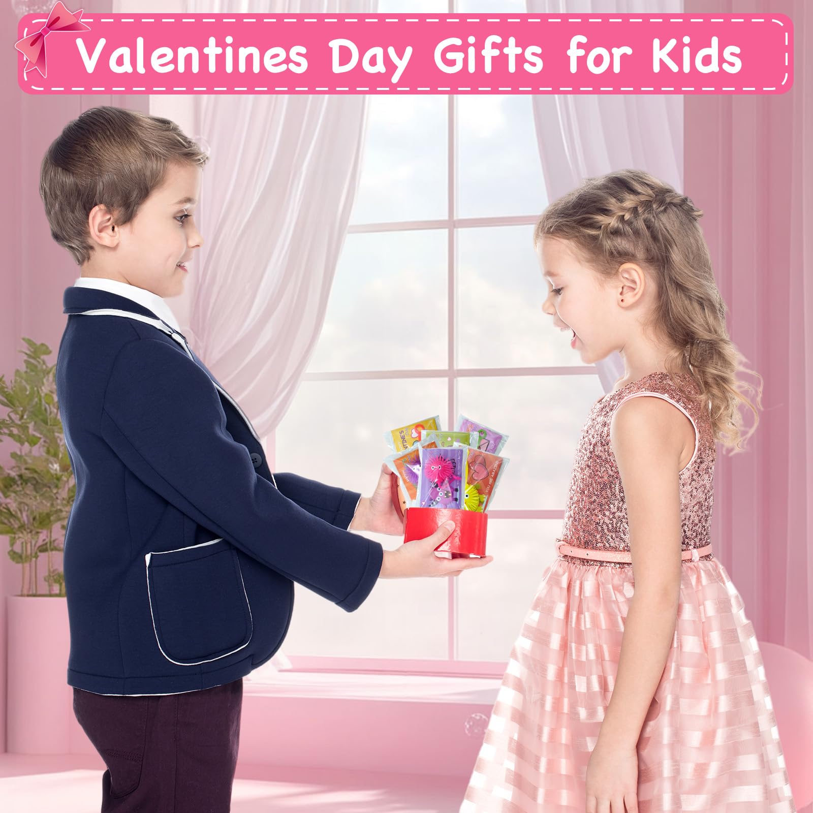 PIONJOY 24-Pack Valentines LED Puffy Ball Toys | Classroom Gifts & Party Favors
