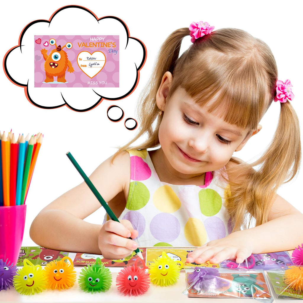 PIONJOY 24-Pack Valentines LED Puffy Ball Toys | Classroom Gifts & Party Favors