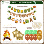 PIRESE One Happy Camper Birthday Decorations – Campfire Banner Kit with Balloons