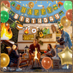 PIRESE One Happy Camper Birthday Decorations – Campfire Banner Kit with Balloons