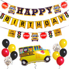 PIRESE Wheels on the Bus Birthday Banner Kit – All-in-One School Bus Party Decor