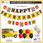 PIRESE Wheels on the Bus Birthday Banner Kit – All-in-One School Bus Party Decor