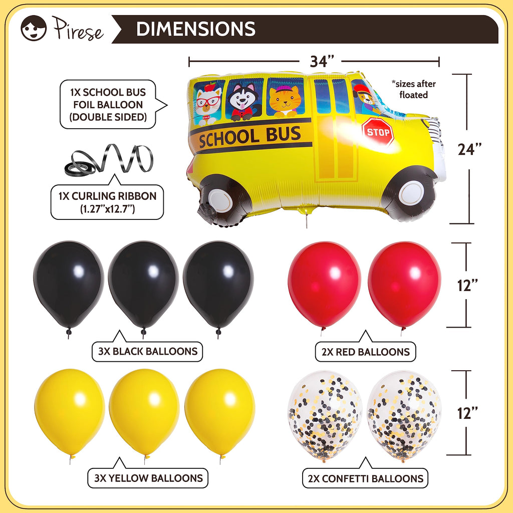 PIRESE Wheels on the Bus Birthday Banner Kit – All-in-One School Bus Party Decor