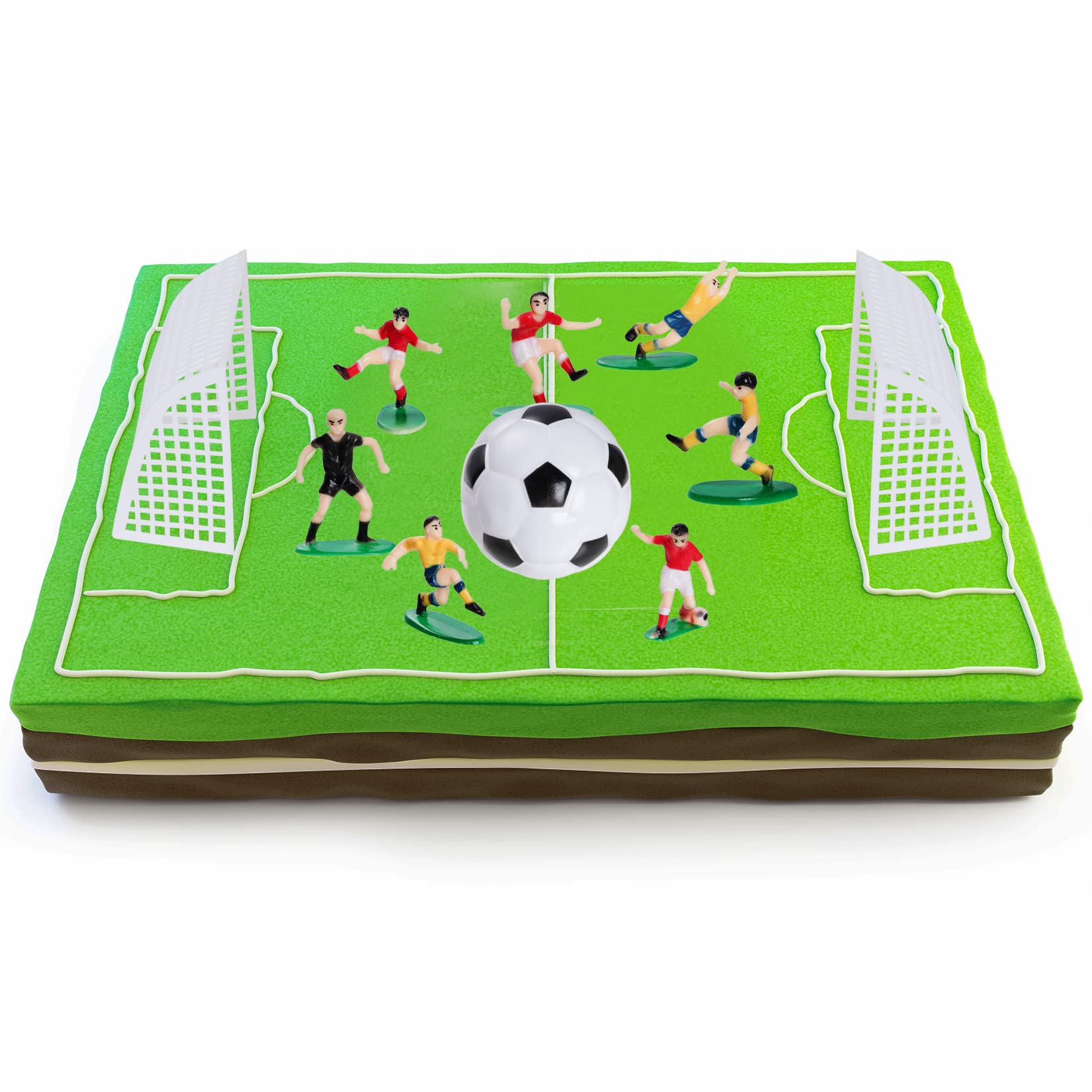 Pistha Soccer Cake Topper Decoration – Soccer Ball, Player & Coach Cupcake Toppers for Sports Parties