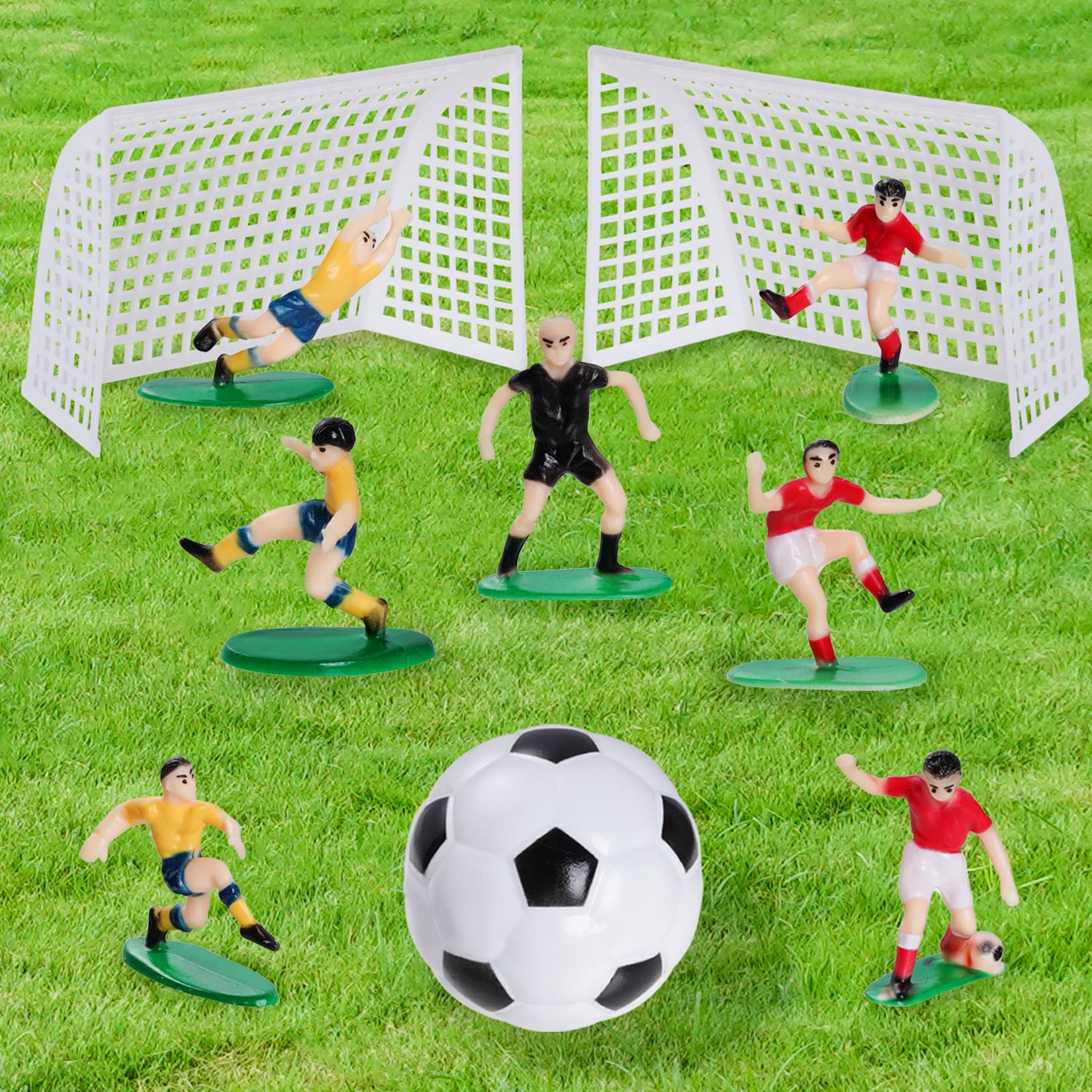 Pistha Soccer Cake Topper Decoration – Soccer Ball, Player & Coach Cupcake Toppers for Sports Parties