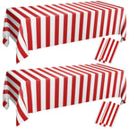 PIXHOTUL Carnival Tablecloths 4-Pack – Red & White Stripe, 51 x 86