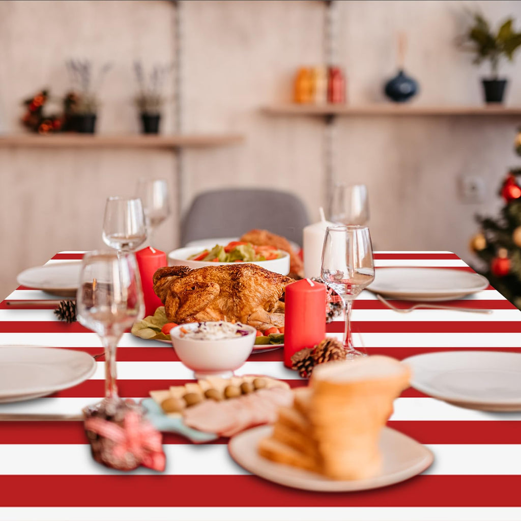 PIXHOTUL Carnival Tablecloths 4-Pack – Red & White Stripe, 51 x 86