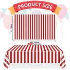 PIXHOTUL Carnival Tablecloths 4-Pack – Red & White Stripe, 51 x 86
