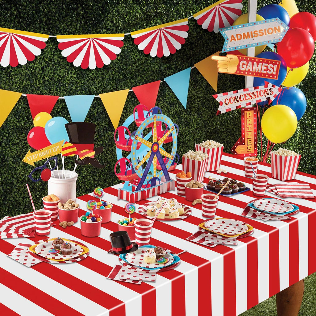 PIXHOTUL Carnival Tablecloths 4-Pack – Red & White Stripe, 51 x 86