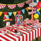 PIXHOTUL Carnival Tablecloths 4-Pack – Red & White Stripe, 51 x 86