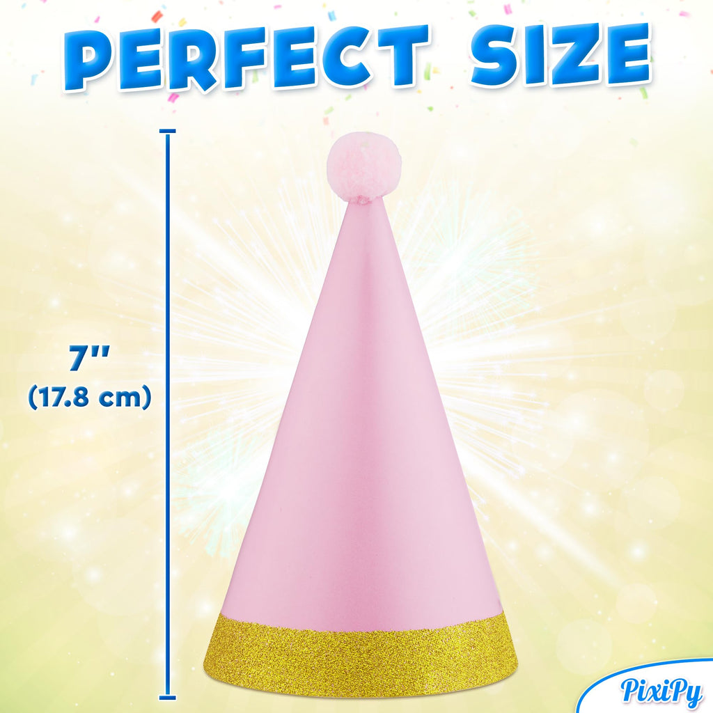 PixiPy Birthday Party Hats – 10 Colorful Cone-Shaped Celebration Headwear for Memorable Parties