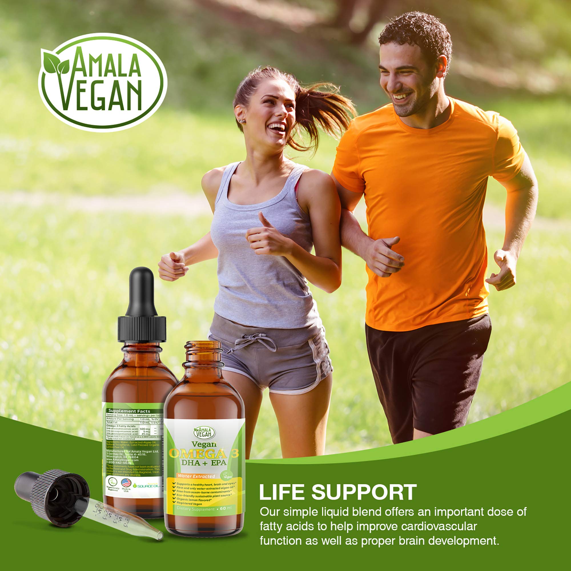 Potentes und organisches veganes Omega-3-Flüssigpräparat – Algen-DHA/EPA