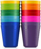 PLASKIDY Kids Cups - 18-Pack 8oz Toddler Tumblers in 9 Colors | BPA Free & Dishwasher Safe