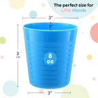 PLASKIDY Kids Cups - 18-Pack 8oz Toddler Tumblers in 9 Colors | BPA Free & Dishwasher Safe
