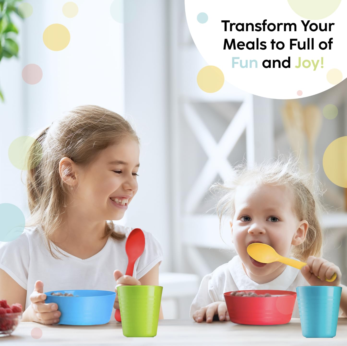 PLASKIDY Kids Cups - 18-Pack 8oz Toddler Tumblers in 9 Colors | BPA Free & Dishwasher Safe