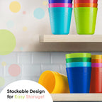 PLASKIDY Kids Cups - 18-Pack 8oz Toddler Tumblers in 9 Colors | BPA Free & Dishwasher Safe