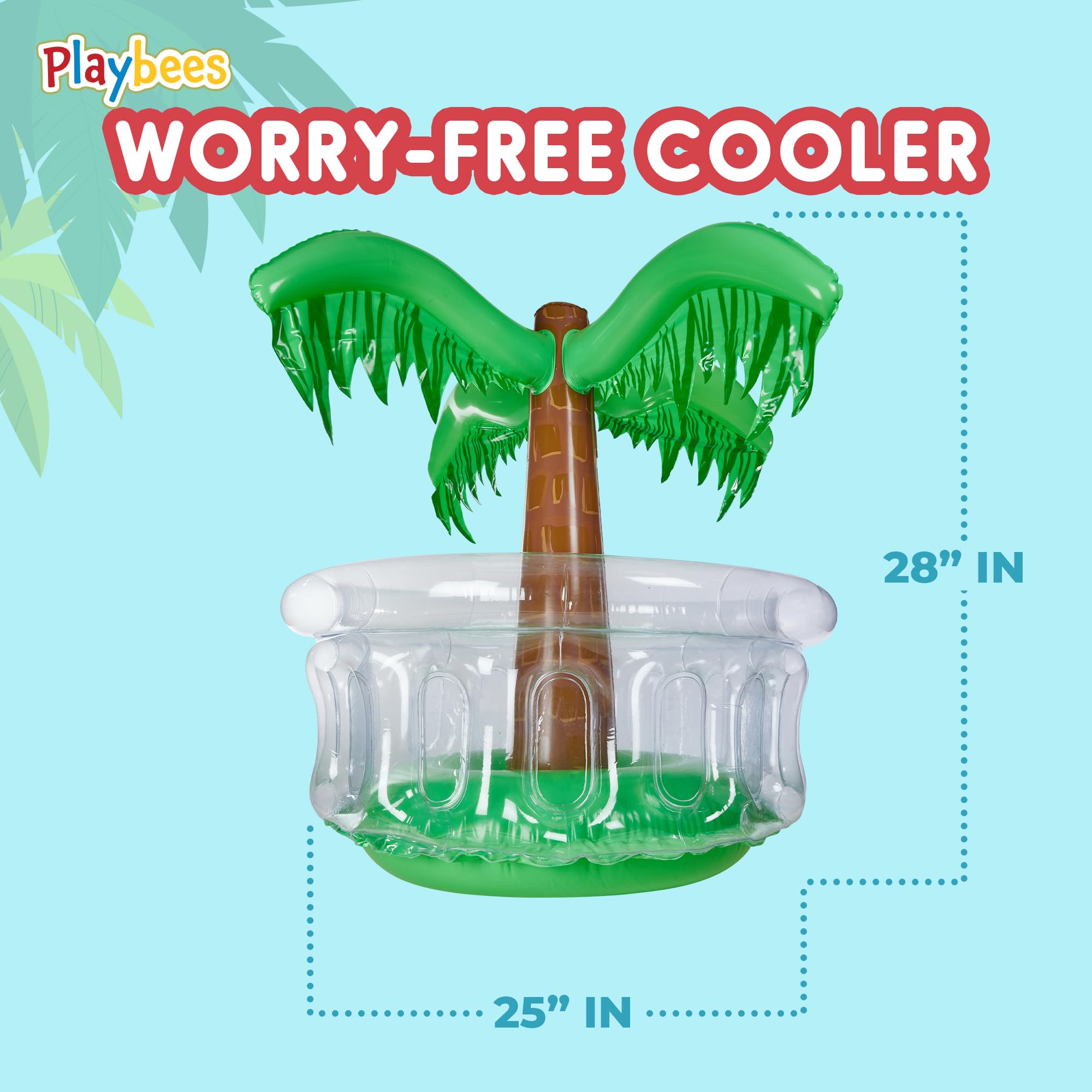 Playbees Inflatable Palm Tree Cooler 28 Inch - Blow Up Palm Tree Party Cooler for Pool Luau & Summer Parties