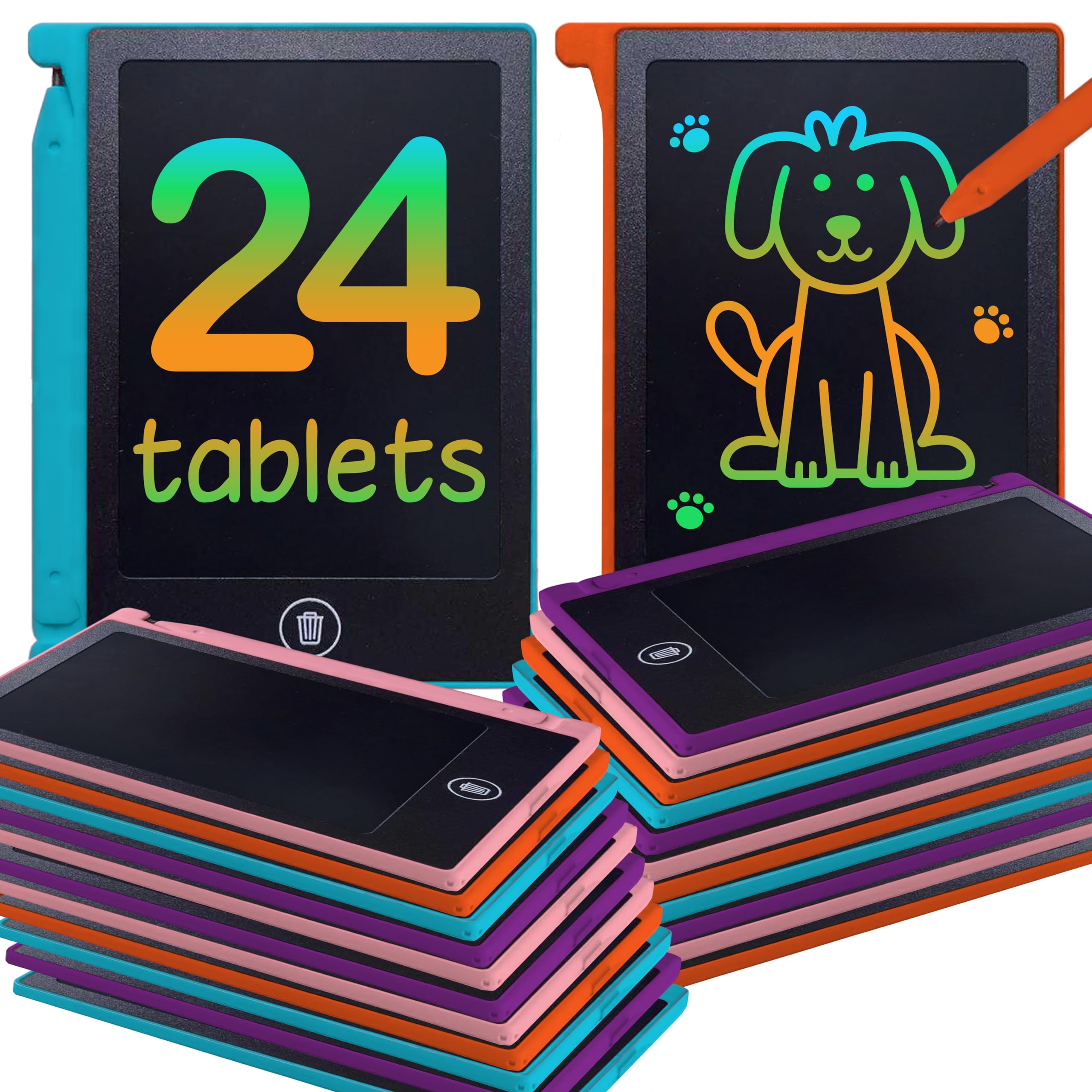 Playtapus Party Favor Mini LCD Writing Tablet – 24 Pack, 4.5-Inch Doodle Boards for Kids