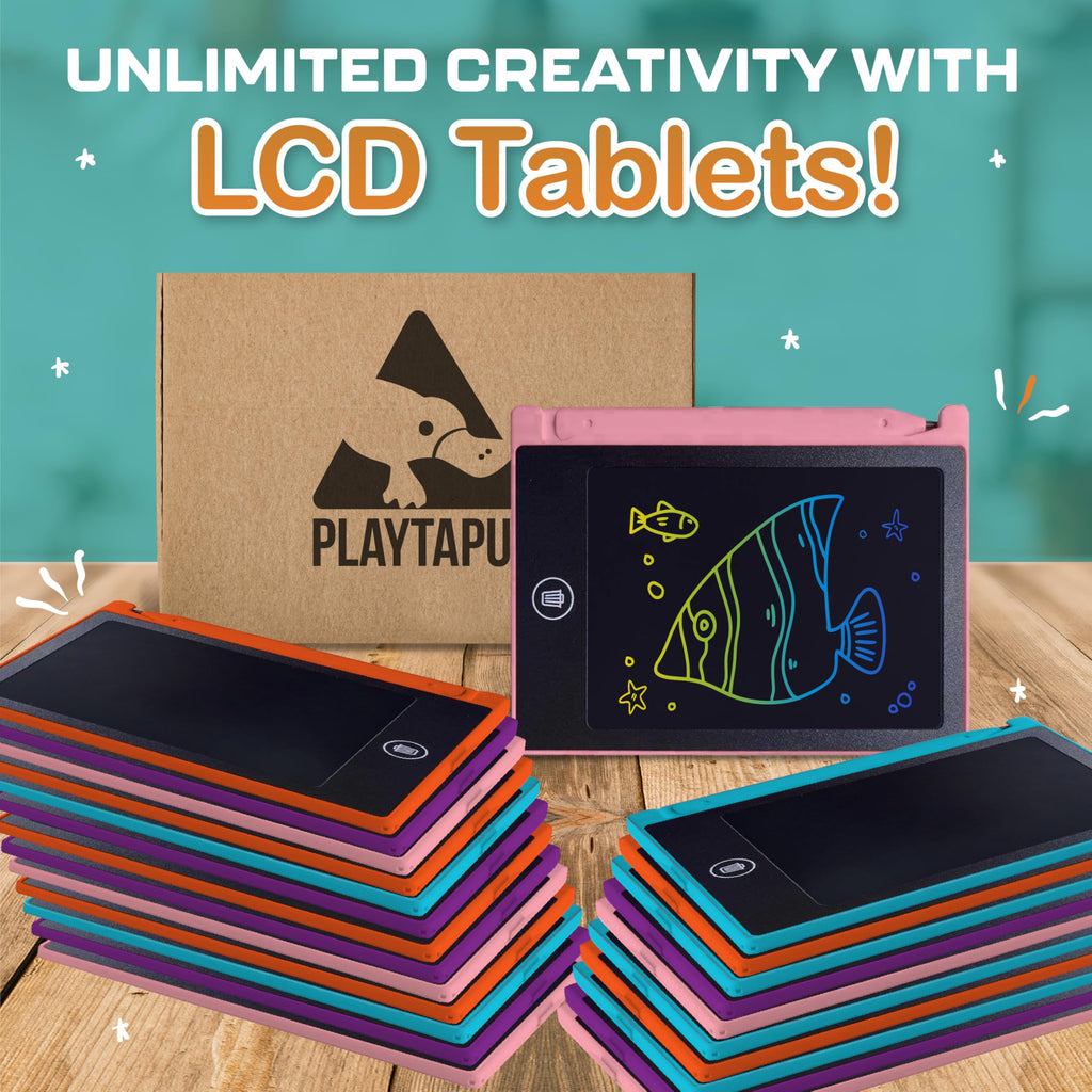 Playtapus Party Favor Mini LCD Writing Tablet – 24 Pack, 4.5-Inch Doodle Boards for Kids