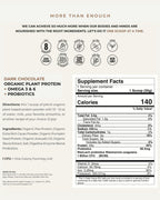 plenti Organic Plant-Based Protein Powder – Dark Chocolate, 27 Servings (2 lb) with 20g Pea Protein + Probiotics