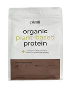 plenti Organic Plant-Based Protein Powder – Dark Chocolate, 27 Servings (2 lb) with 20g Pea Protein + Probiotics