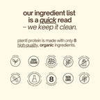 plenti Organic Plant-Based Protein Powder – Dark Chocolate, 27 Servings (2 lb) with 20g Pea Protein + Probiotics