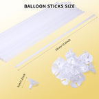 Pllieay 50-Piece Balloon Sticks with Cups – White Plastic Sticks & Base for Parties