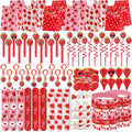 PLOUGVI 208pcs Strawberry Party Favors Bundle – Berry First Birthday Decor & Pinata Fillers