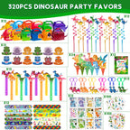 PLOUGVI 320-Piece Dinosaur Party Decorations & Favors Set