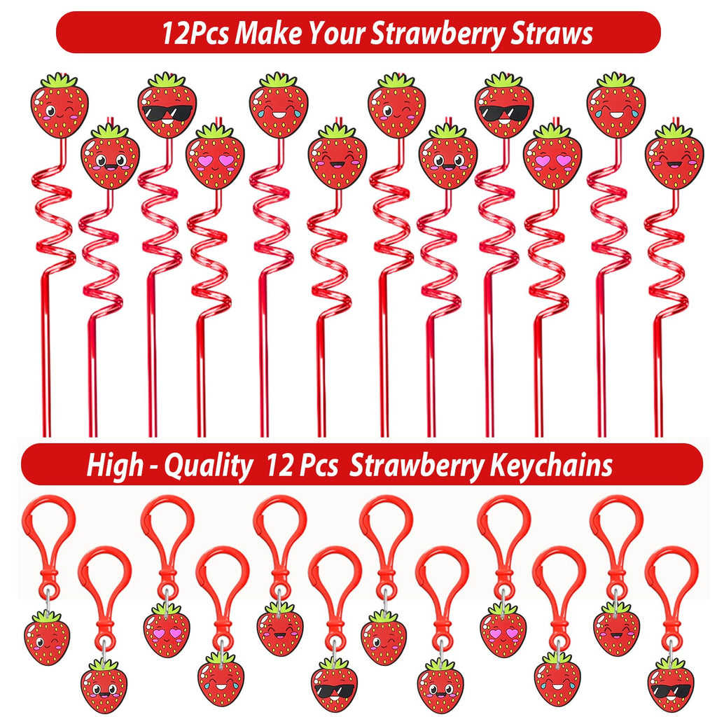 PLOUGVI 208pcs Strawberry Party Favors Bundle – Berry First Birthday Decor & Pinata Fillers