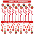 PLOUGVI 208pcs Strawberry Party Favors Bundle – Berry First Birthday Decor & Pinata Fillers
