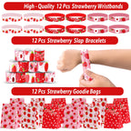 PLOUGVI 208pcs Strawberry Party Favors Bundle – Berry First Birthday Decor & Pinata Fillers
