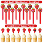 PLOUGVI 208pcs Strawberry Party Favors Bundle – Berry First Birthday Decor & Pinata Fillers
