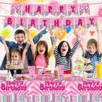 Pnuocax 170pcs Pink Spider Birthday Party Tableware Set – Serves 24