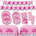 Pnuocax 170pcs Pink Spider Birthday Party Tableware Set – Serves 24