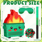 Poen Dumpster on Fire Pinata – Green, 15.75 x 12.6 in Party Pinata with Bat, Blindfold & Confetti