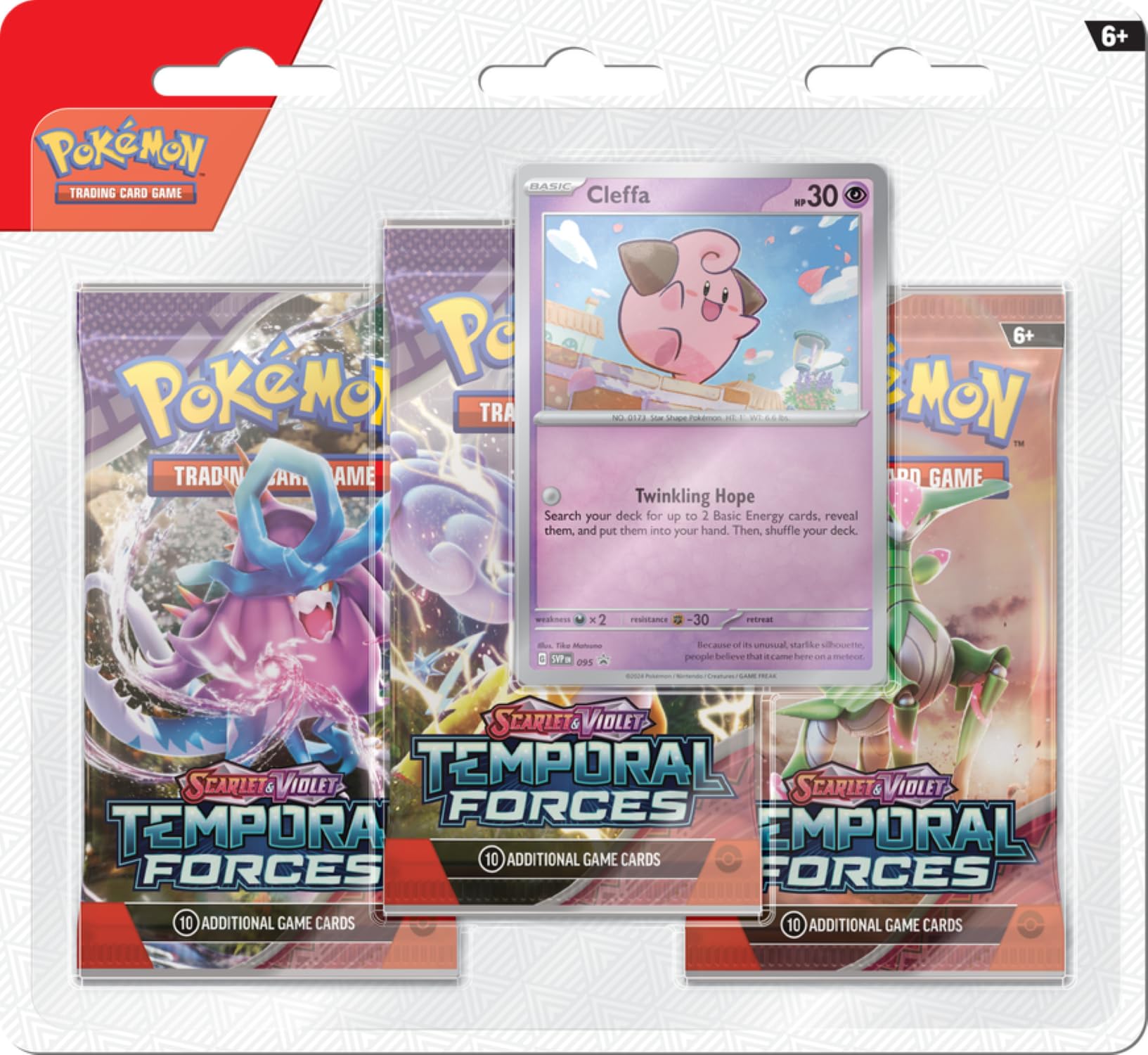 Pokemon TCG SV5 Temporal Forces 3er-Pack Blister – Cleffa Promokarte