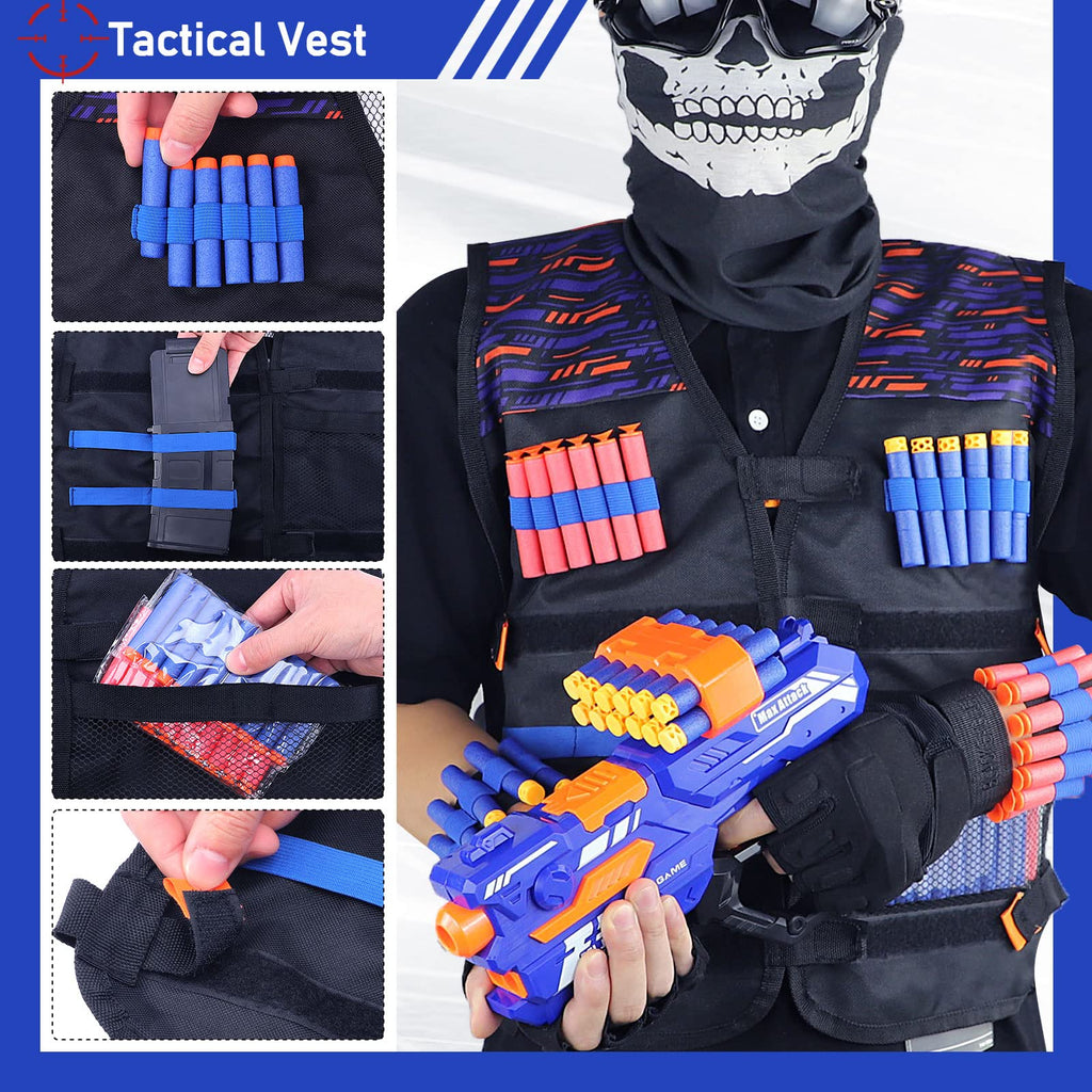 POKONBOY 8-Pack Tactical Vest Kits for Nerf Guns | Kids Birthday Party Gear