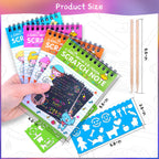 POKONBOY 24 Pack Rainbow Scratch Paper Notebooks – Scratch Art Notes for Kids, Party Favors