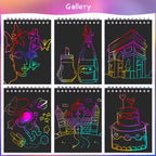 POKONBOY 24 Pack Rainbow Scratch Paper Notebooks – Scratch Art Notes for Kids, Party Favors